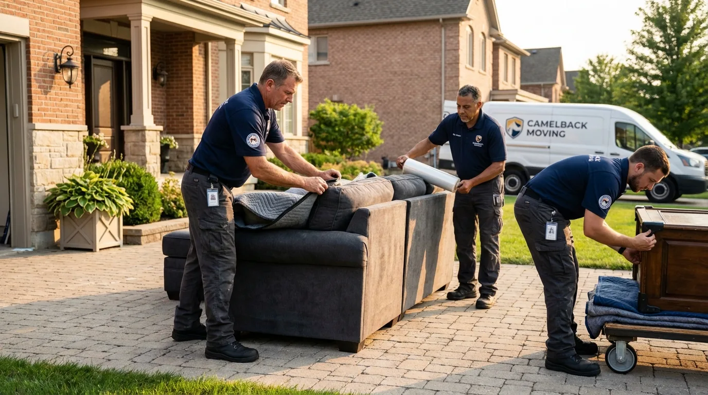 Large estate moving crew wrapping furniture in Martinsville, IL